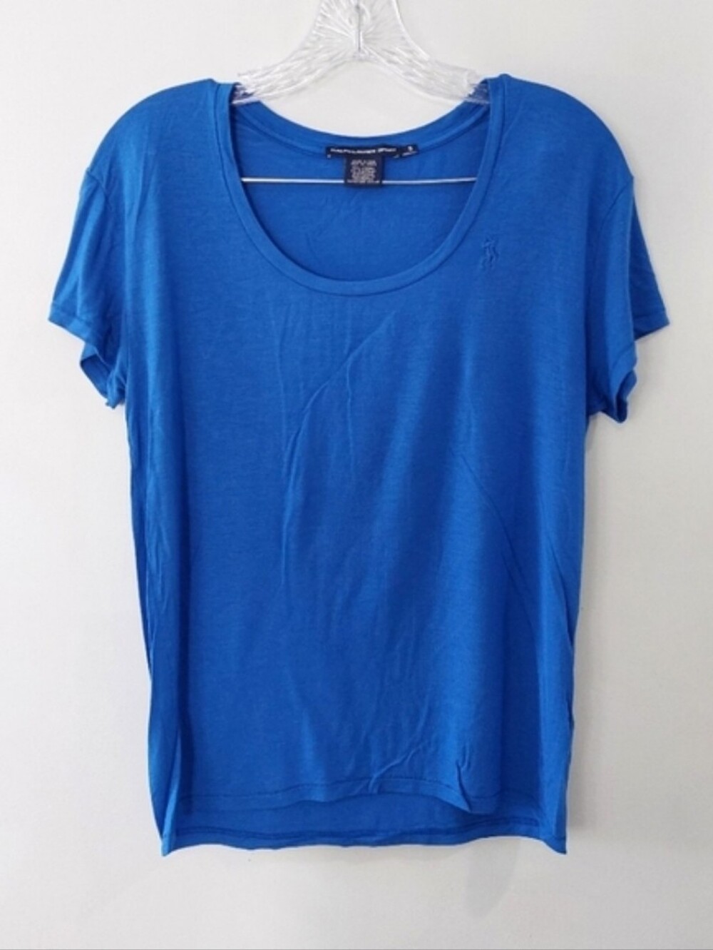 Ralph Lauren Sport T-shirt Small Blue with Blue Pony Scoop Neck Short Sleeve